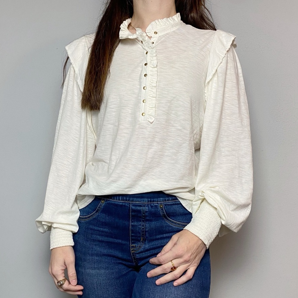 Nation LTD Margaux Victorian Pima Cotton Henley Top